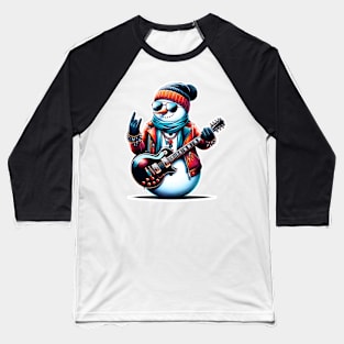 Snowman Rock Christmas Baseball T-Shirt